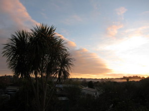 winter dawn from our bedroom balcony